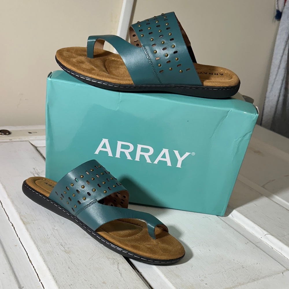 Array Leather Perforated Slide Sandals